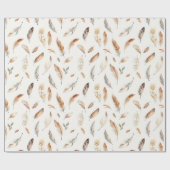 Crème Boho Veren Verjaardag Cadeaupapier (Vlak)