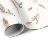 Crème Boho Veren Verjaardag Cadeaupapier (Rol Hoek)