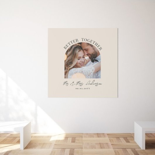 Crème boog foto huwelijkscadeau huisdecoratie afdruk