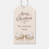 Crème boog mocha Kerstmis Cadeaulabel (Voorkant)