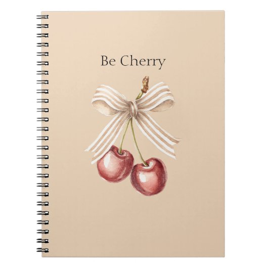 Crème Boog Rode Kersen Se Cherry Notitieboek (Voorkant)