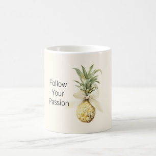 Crème Boog Tropische Ananas Fruit Koffiemok
