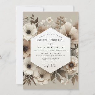 Crème Botanical Whisper Bruiloft Kaart