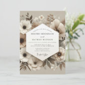 Crème Botanical Whisper Bruiloft Kaart (Staand voorkant)