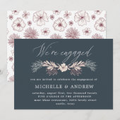 Crème Botanisch Pastel verloving Kaart (Voorkant / Achterkant)