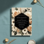 Crème Botanische Betovering Bruiloft Kaart