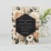 Crème Botanische Betovering Bruiloft Kaart (Staand voorkant)