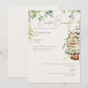 Crème Botanische Cake Bruidsbrunch Kaart