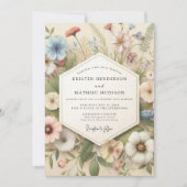 Crème Botanische Fantasievolle Bruiloft Kaart (Voorkant)