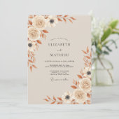 Crème Botanische Herfst Bruiloft Kaart (Staand voorkant)