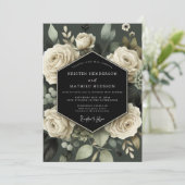 Crème Botanische Romantische Bruiloft Kaart (Staand voorkant)