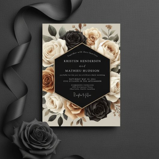 Crème Botanische Weelderige Bruiloft Kaart