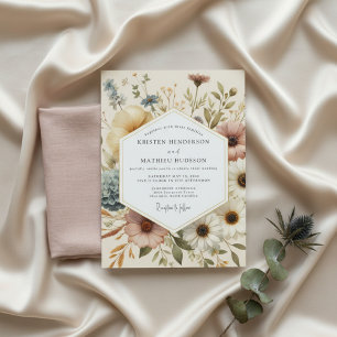 Crème Botanische Whimsy Bruiloft Kaart