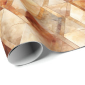 Crème Bourgogne Rood Goud Driehoeken Cadeaupapier (Rol Hoek)