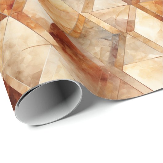 Crème Bourgogne Rood Goud Driehoeken Cadeaupapier (Rol Hoek)