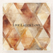 Crème Bourgogne Rood Goud Driehoeken Glazen Onderzetter (Voorkant)