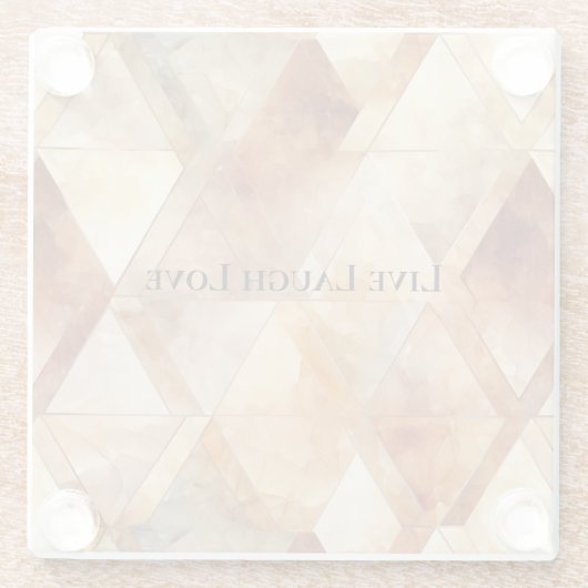 Crème Bourgogne Rood Goud Driehoeken Glazen Onderzetter (Achterkant)