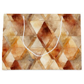 Crème Bourgogne Rood Goud Driehoeken Kerstmis Groot Cadeauzakje (Voorkant)