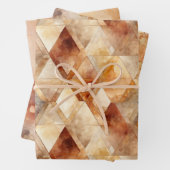 Crème Bourgogne Rood Goud Driehoeken Kerstmis Inpakpapier Vel (In situ)