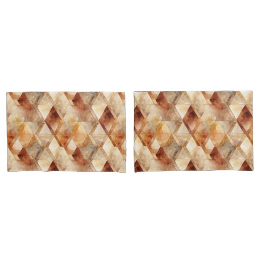 Crème Bourgogne Rood Goud Driehoeken Kerstmis Kussensloop (Voorkant-Set)