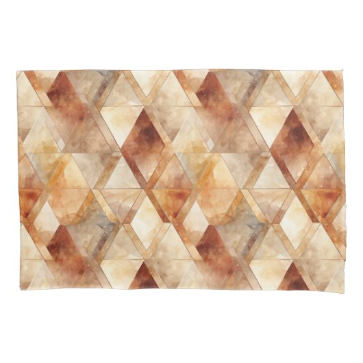 Crème Bourgogne Rood Goud Driehoeken Kerstmis Kussensloop (Voorkant-Links)