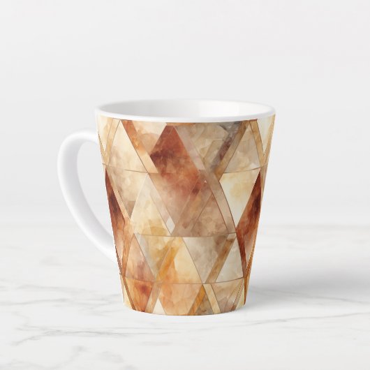 Crème Bourgogne Rood Goud Driehoeken Kerstmis Latte Mok (Linkerhoek)