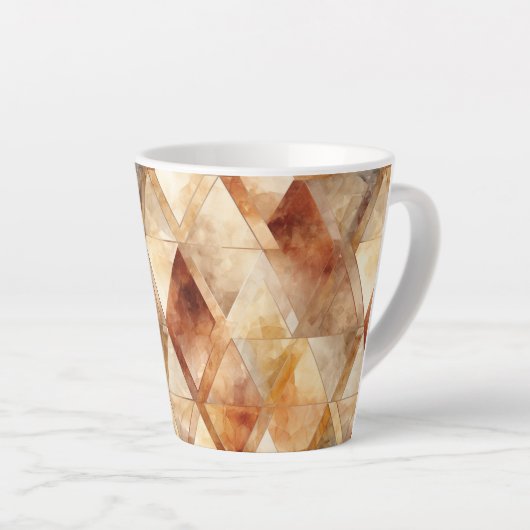 Crème Bourgogne Rood Goud Driehoeken Kerstmis Latte Mok (Rechterhoek)