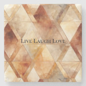 Crème Bourgogne Rood Goud Driehoeken Stenen Onderzetter (Voorkant)