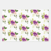 Crème Bourgogne Roze Bloemen Huwelijk Inpakpapier Vel (Voorkant 3)