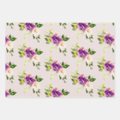 Crème Bourgogne Roze Bloemen Huwelijk Inpakpapier Vel (Voorkant)