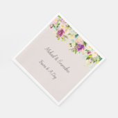 Crème Bourgogne Roze Bloemen Huwelijk Servet (Hoek)