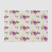 Crème Bourgogne Roze Bloemen Huwelijk Tissuepapier (Voorkant)