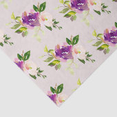 Crème Bourgogne Roze Bloemen Huwelijk Tissuepapier (Detail)