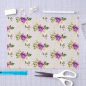 Crème Bourgogne Roze Bloemen Huwelijk Tissuepapier (Craft)