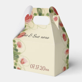 Crème Bourgondië groen en roze Bedankdoosjes