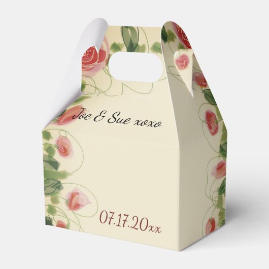 Crème Bourgondië groen en roze Bedankdoosjes (Voorkant Zijde)