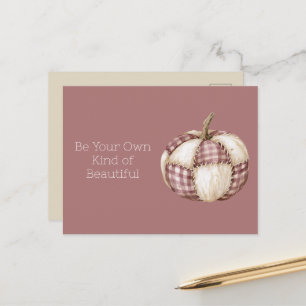 Crème Bourgondië Plaid Pompoen   Briefkaart