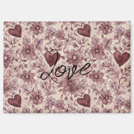 Crème Bourgondië Rode Harten Bloemen Magneet