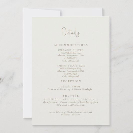 Crème bruiloft details behuizing kaart (Voorkant)