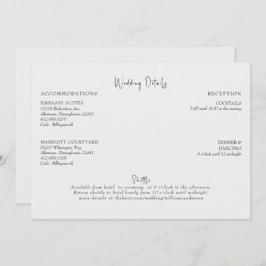 Crème bruiloft details behuizing kaart (Voorkant / Achterkant)