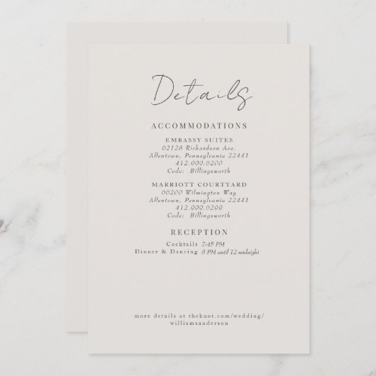 Crème bruiloft details foliage behuizing kaart (Voorkant / Achterkant)