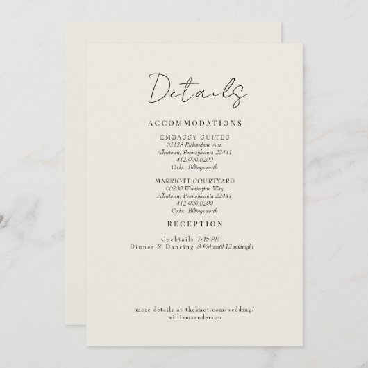 Crème bruiloft details foliage behuizing kaart (Voorkant / Achterkant)