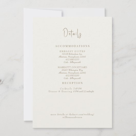 Crème bruiloft details Herfst foliage behuizing Kaart (Voorkant)