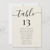 Crème Bruiloft Tafel Nummer Hangende Zittingkaart Kaart (Voorkant)