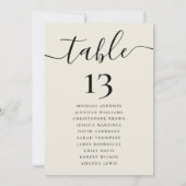 Crème Bruiloft Tafel Nummer Hangende Zittingkaart Kaart (Achterkant)