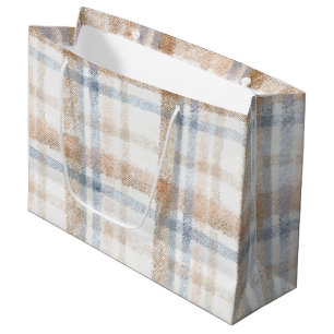 Crème Bruin Beige Blauwe Strepen Verjaardag Groot Cadeauzakje