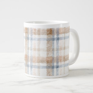 Crème Bruin Beige Blauwe Strepen Verjaardag Grote Koffiekop