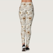 Crème Bruin Bloem Kerstmis Leggings (Achterkant)