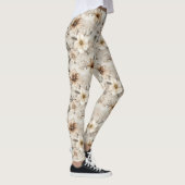Crème Bruin Bloem Kerstmis Leggings (Rechts)