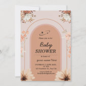 Crème bruin boho Baby Meisje Douche Uitnodiging (Voorkant)